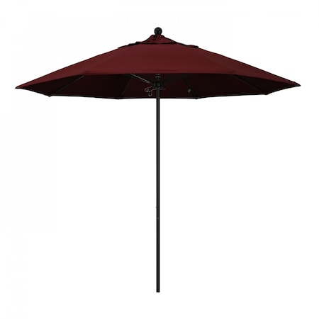 California Umbrella 9' Black Aluminum Market Patio Umbrella, Pacifica Burgundy 194061335888